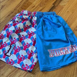 Pro Athletic Lacrosse Blue and Red Graphic Shorts